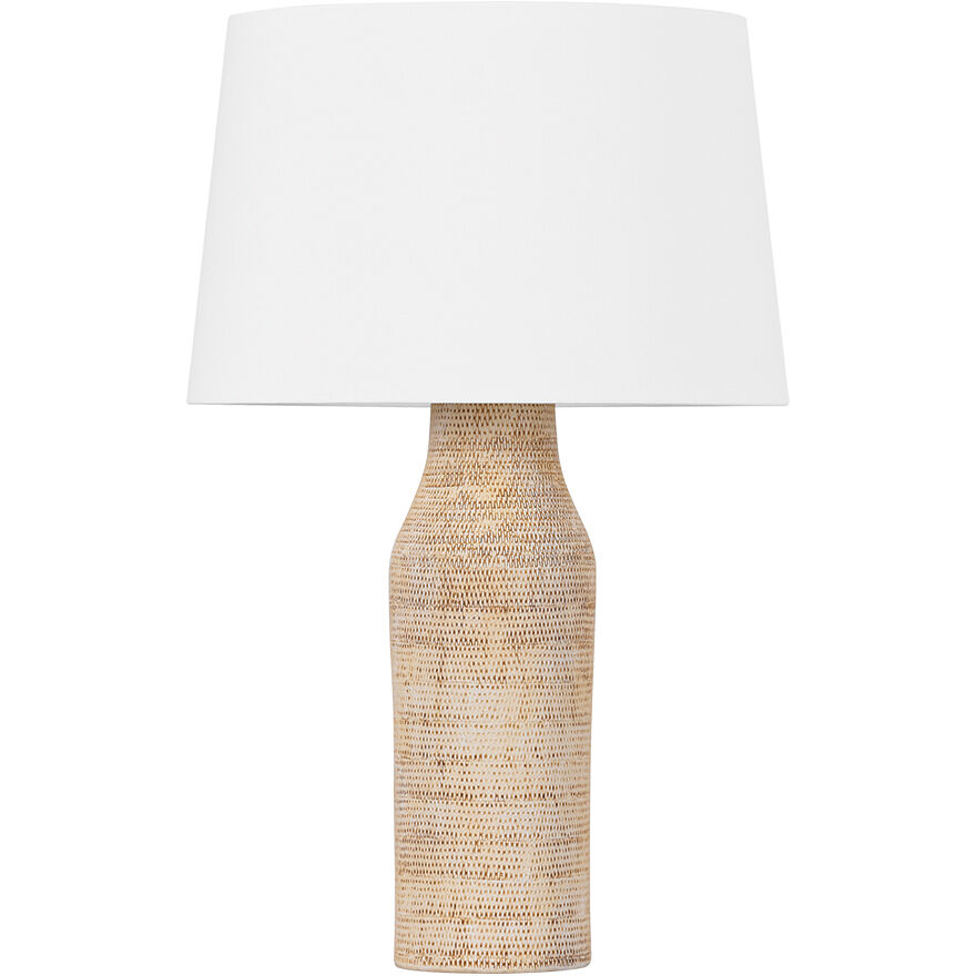 Medina 28.5 inch 15 watt Aged Brass and Ceramic Basketweave Table Lamp Portable Light