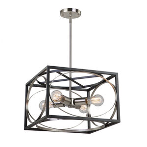 Corona 4 Light 15 inch Black and Polished Nickel Linear Chandelier Ceiling Light
