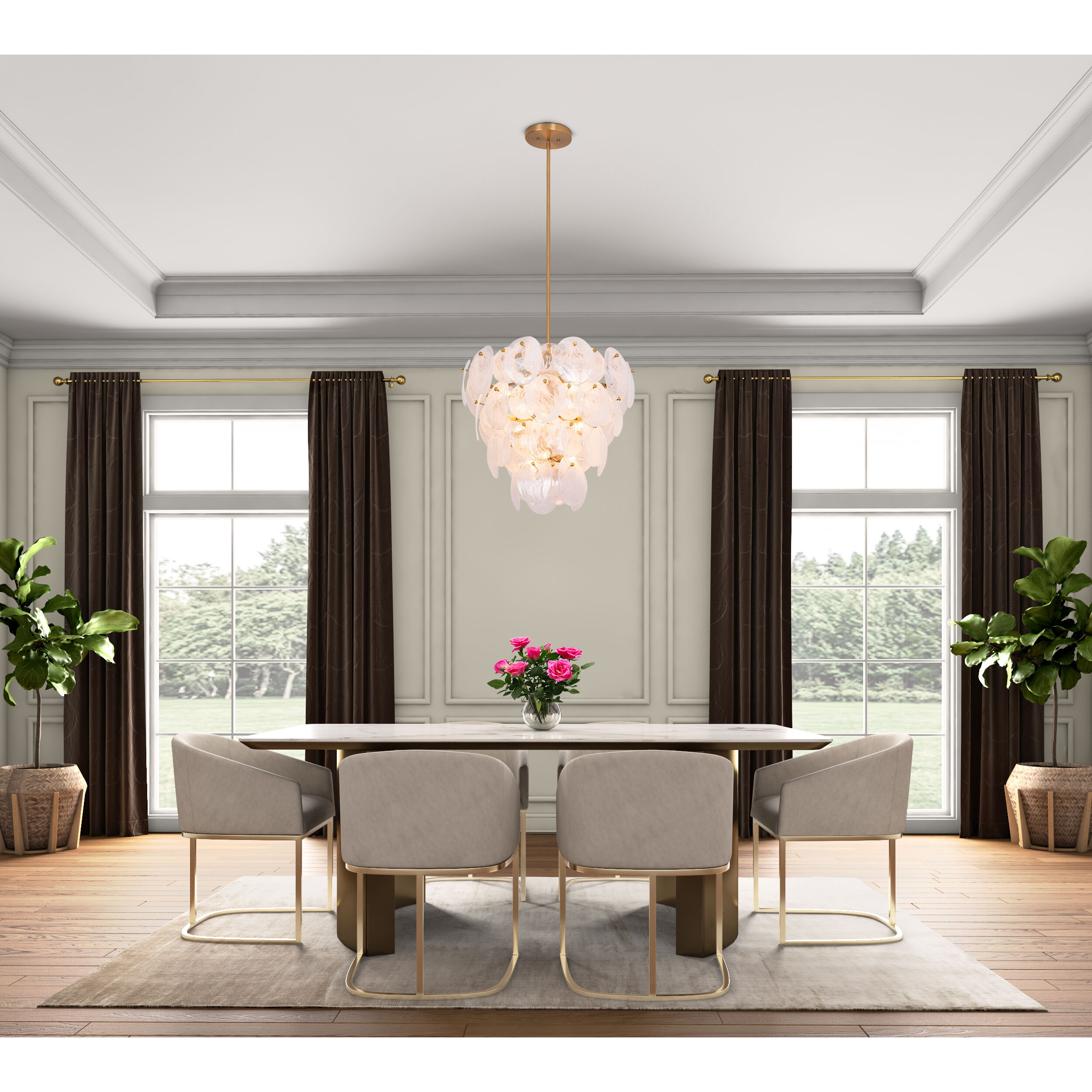 Lily 13 Light 28.03 inch Brushed Brass Chandelier Ceiling Light