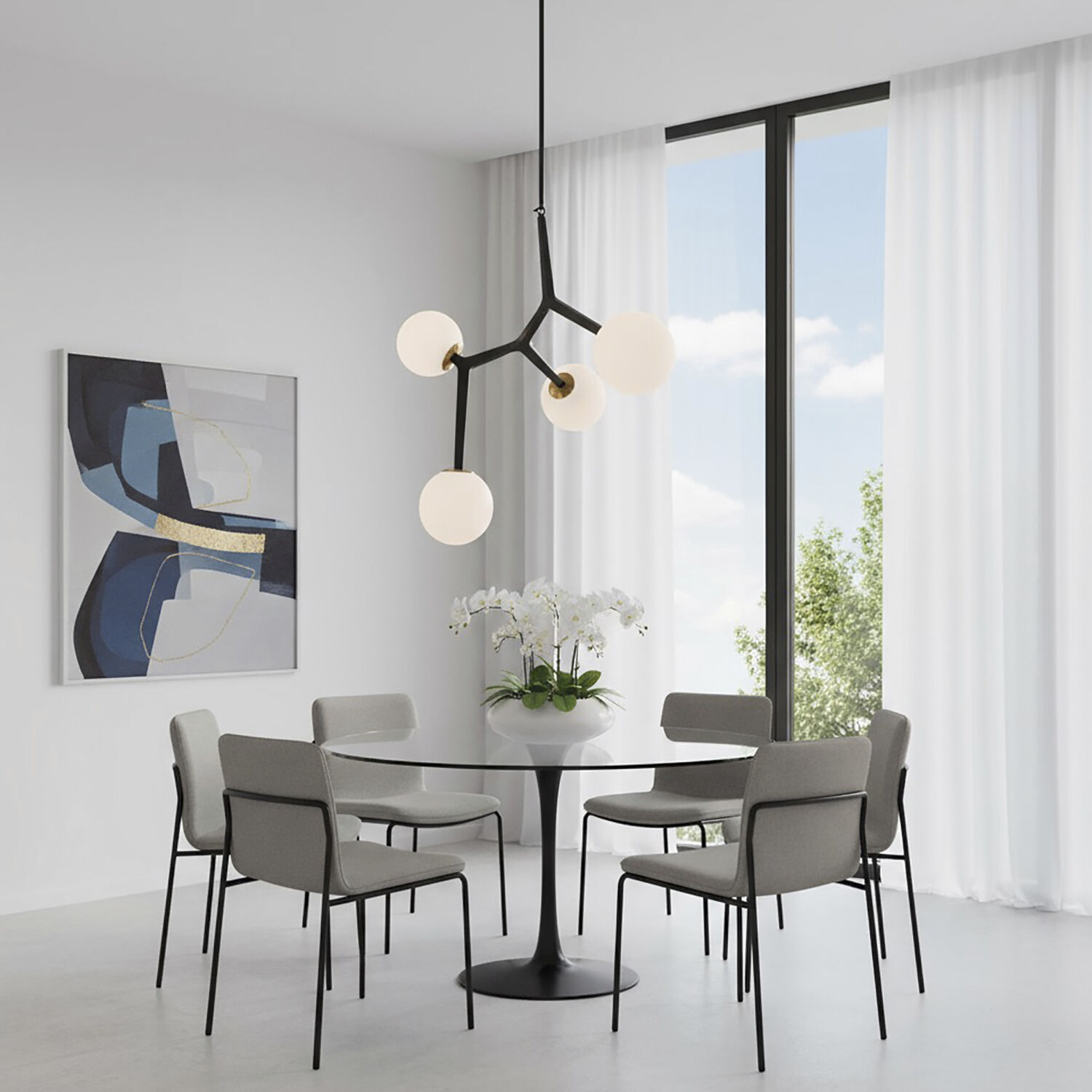 Ravello LED 42 inch Black and Harvest Brass Pendant Ceiling Light