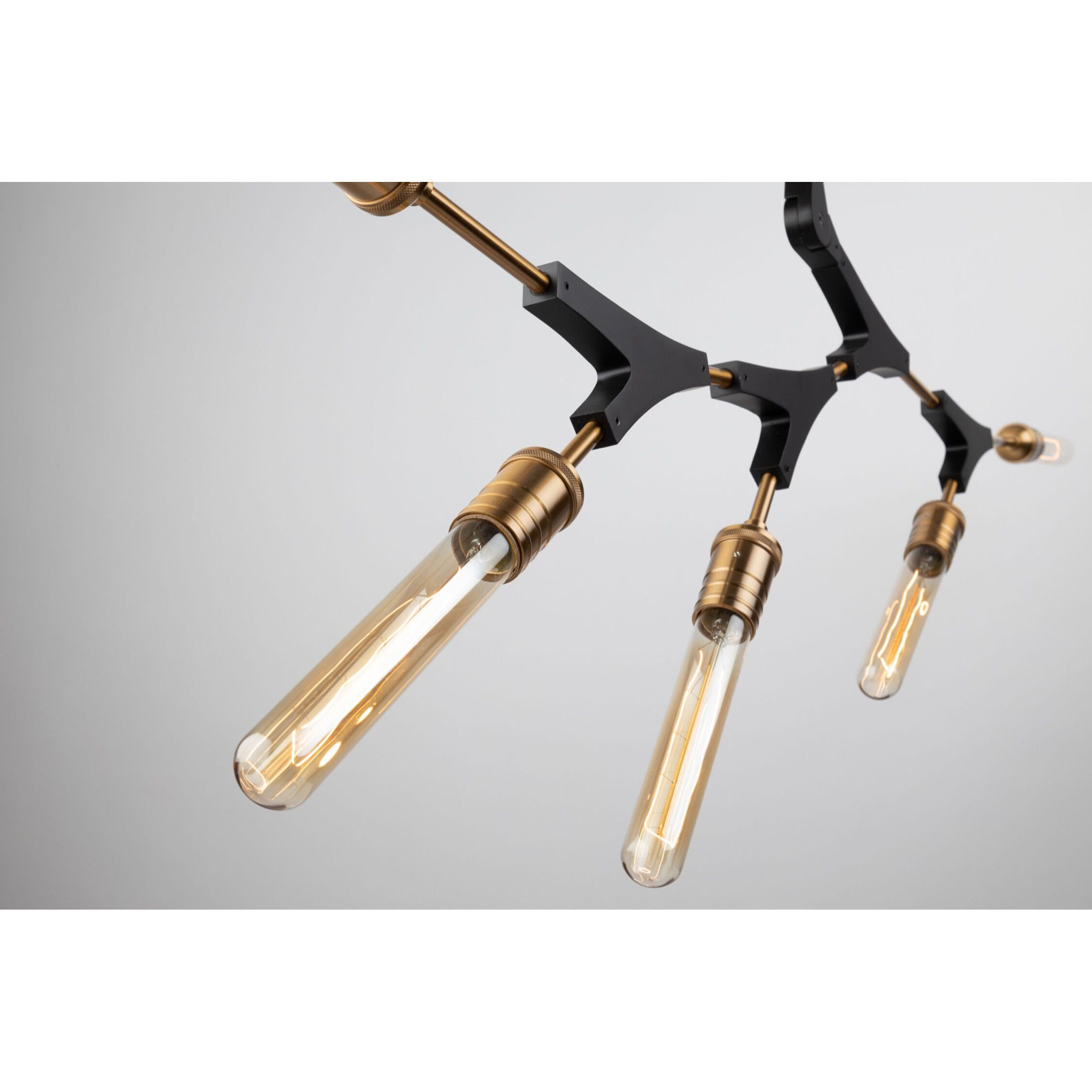 Filiali LED 39.5 inch Black and Harvest Brass Chandelier Ceiling Light