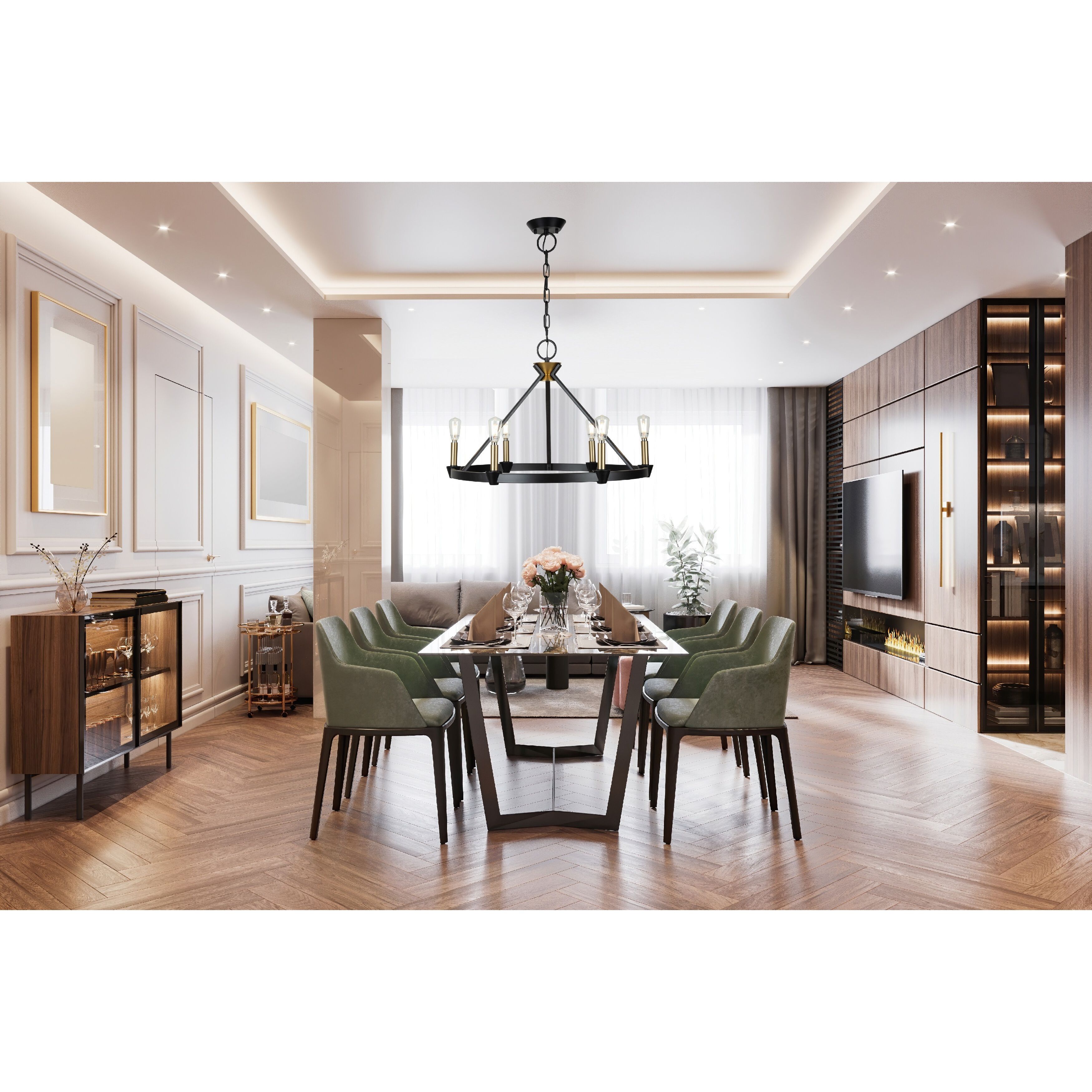 Notting Hill LED 26 inch Black and Brushed Brass Chandelier Ceiling Light