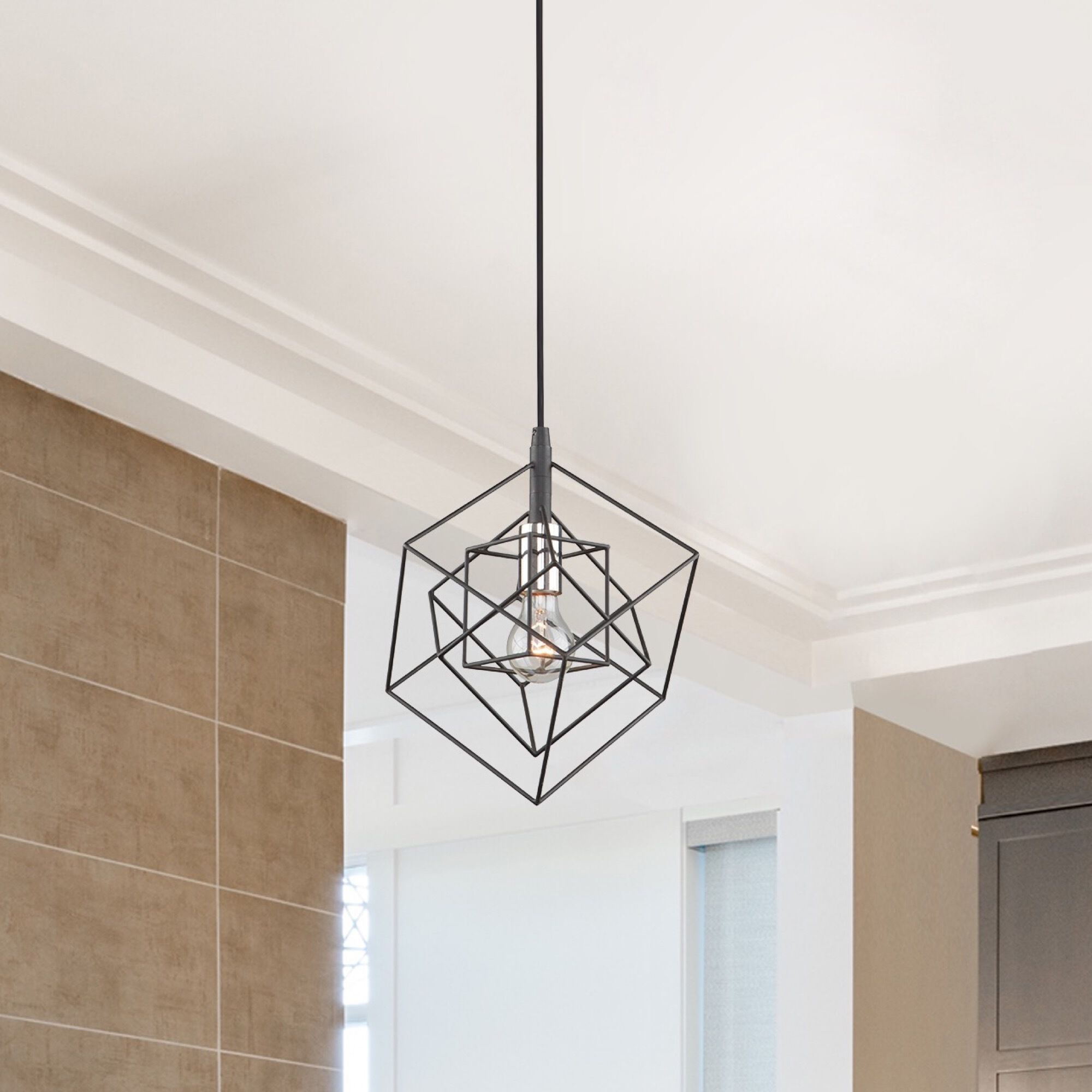 Artistry LED 9.75 inch Matte Black and Polished Nickel Pendant Ceiling Light