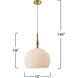 Kate 1 Light 9.8 inch Brushed Brass Pendant Ceiling Light