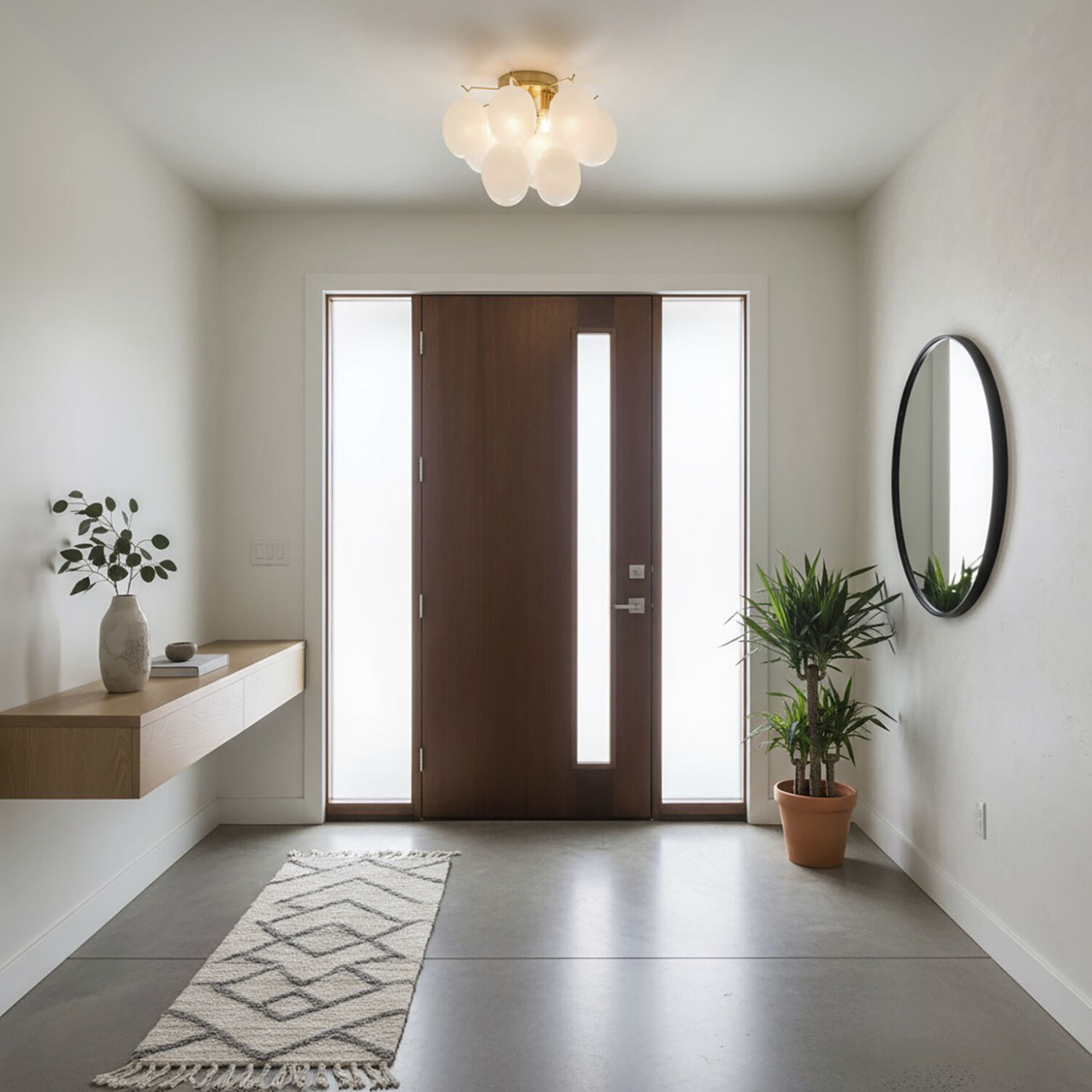 Globo LED 15.75 inch Brass Semi-Flush Mount Ceiling Light in Milky White