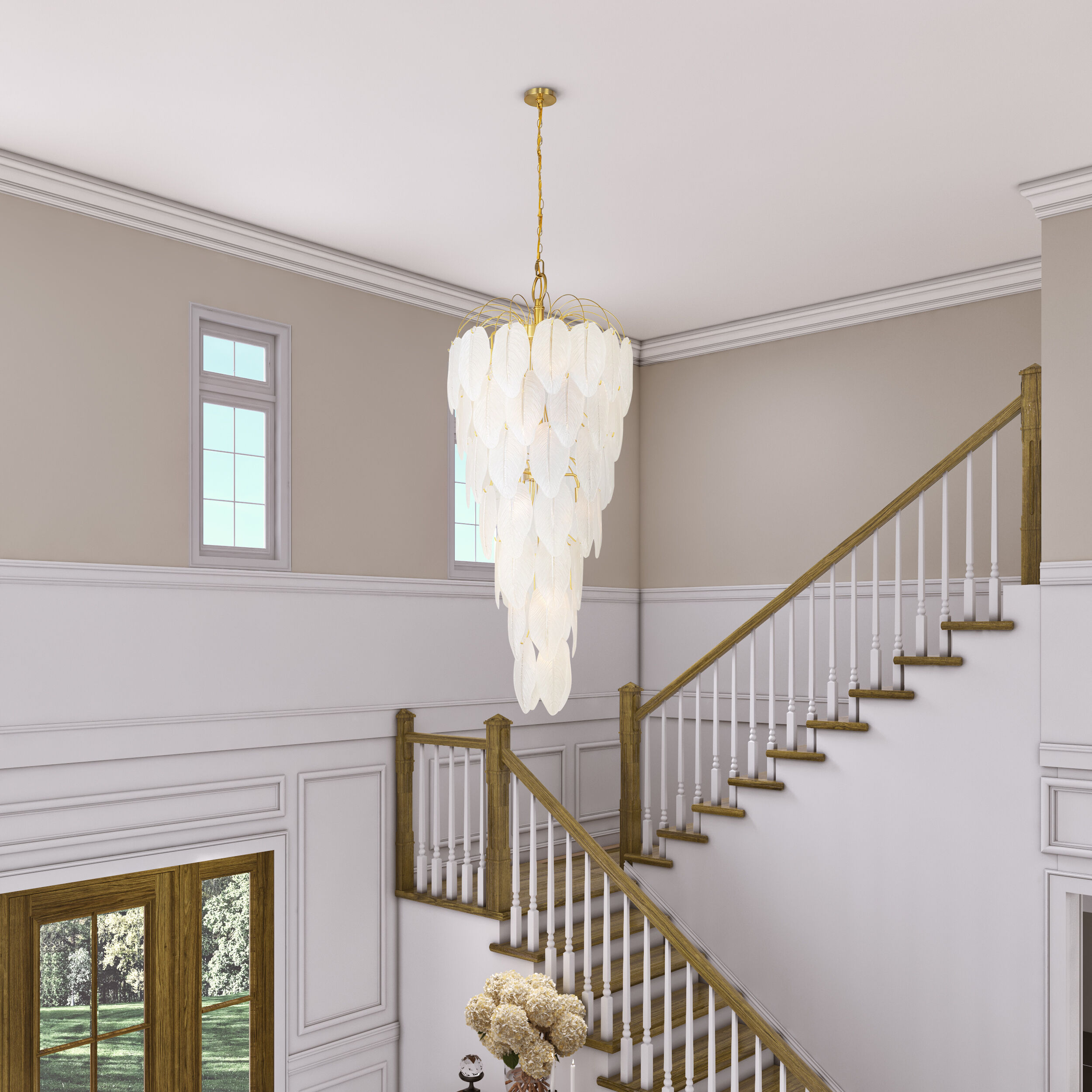 Alessia 21 Light 27.1 inch Brushed Brass and White Chandelier Ceiling Light