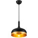 Dash LED 12 inch Black and Gold Pendant Ceiling Light