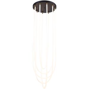 Cascata LED 21.5 inch Black and Brushed Brass Down Chandelier Ceiling Light