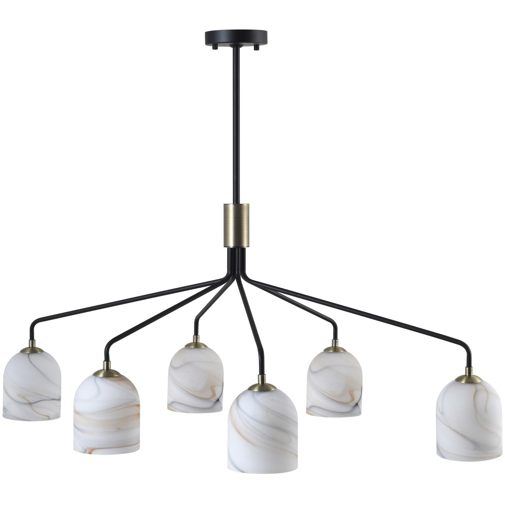 Crema 6 Light 40.55 inch Black and Brushed Brass Chandelier Ceiling Light