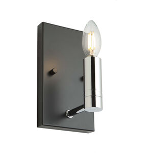 Carlton 1 Light 4.25 inch Matte Black and Polished Nickel Wall Sconce Wall Light