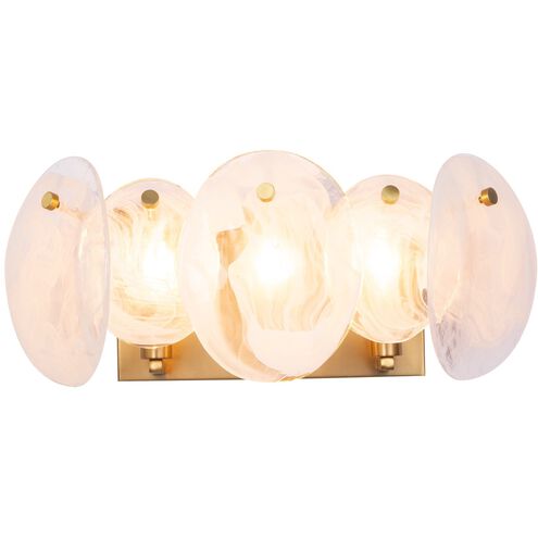 Lily 3 Light 18.38 inch Brushed Brass Bathroom Vanity Wall Light