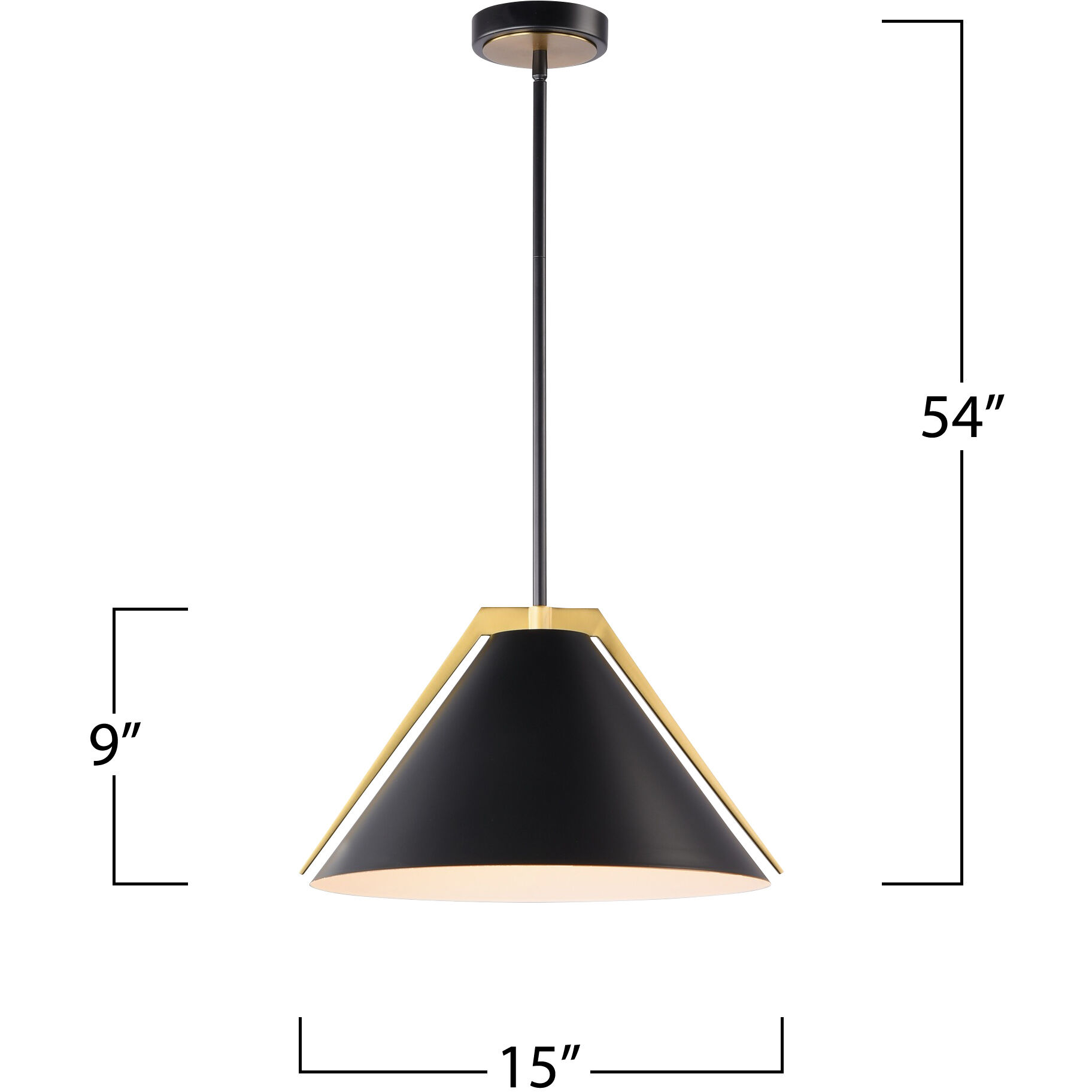 Baltic LED 15 inch Black and Brushed Brass Pendant Ceiling Light