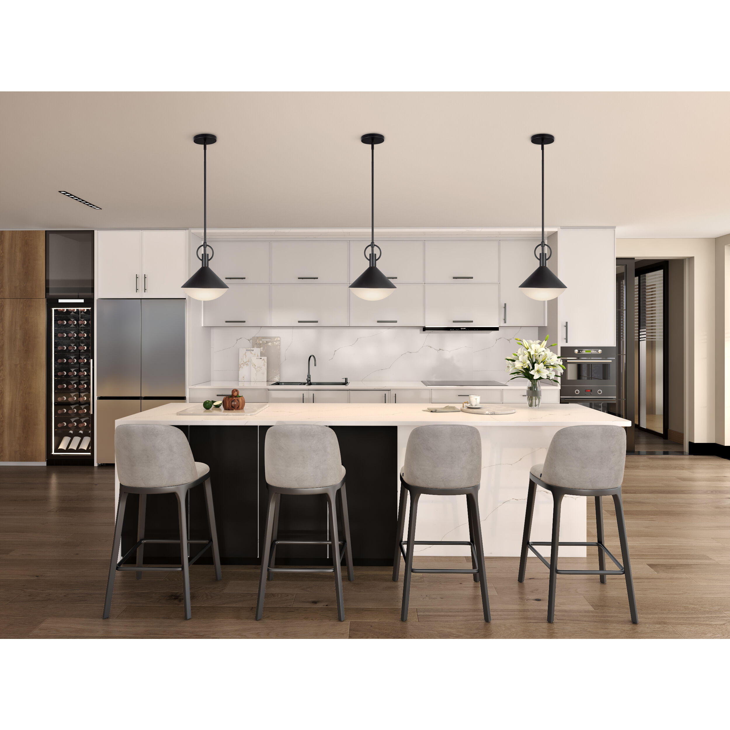 Abruzzo 1 Light 11.25 inch Black Down Pendant Ceiling Light