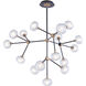 Grappolo LED 47 inch Matte Black and Vintage Gold Chandelier Ceiling Light