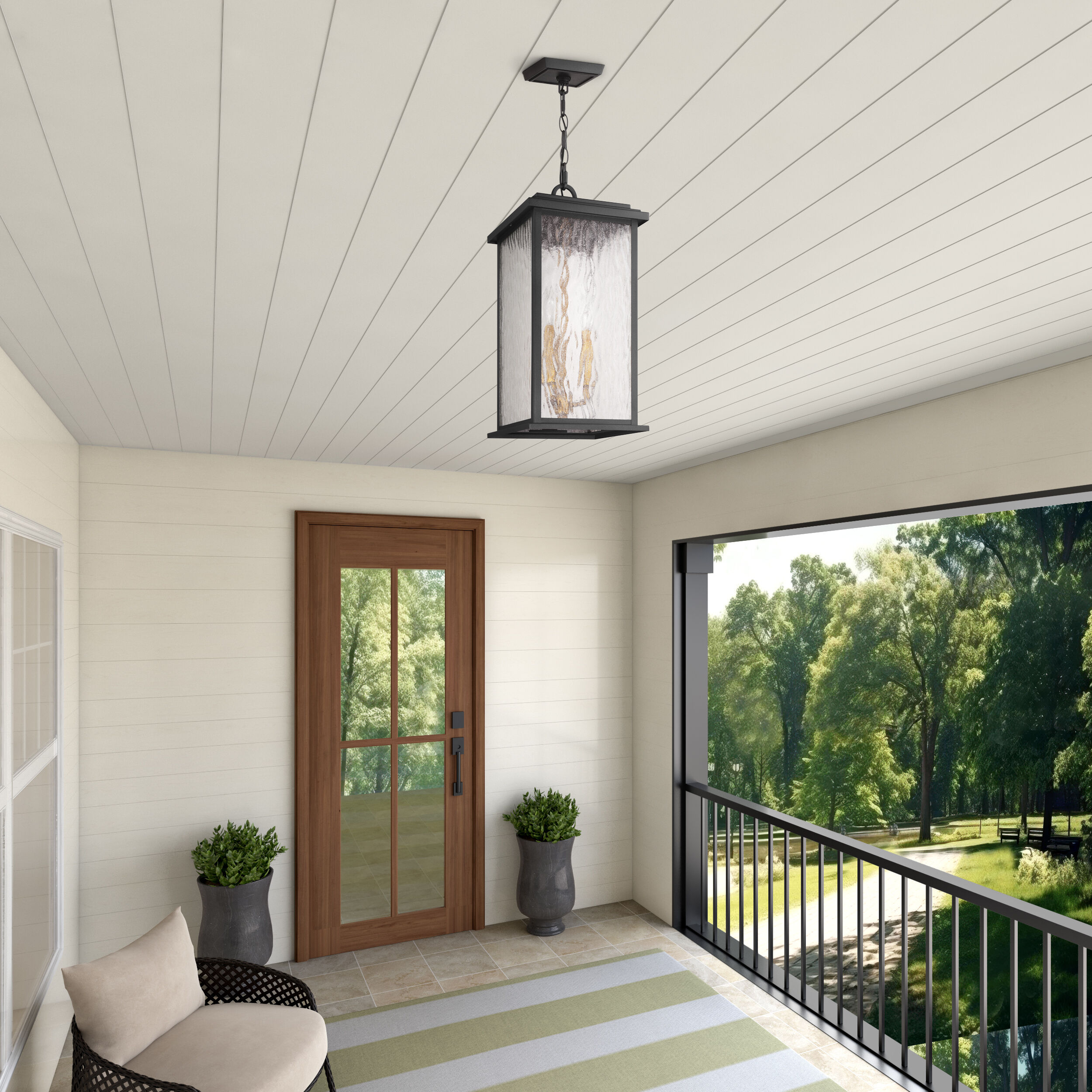 Estate 3 Light 8.5 inch Black and Brass Outdoor Pendant