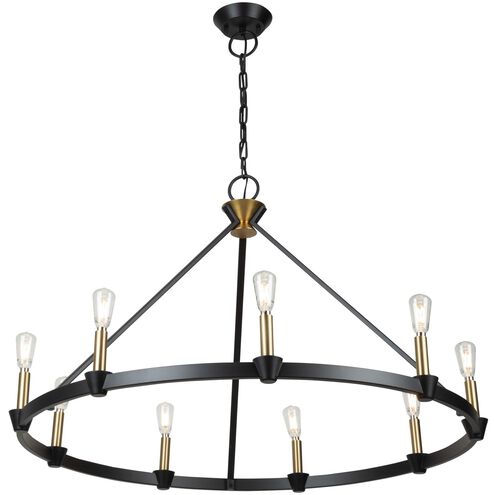 Notting Hill 9 Light 36 inch Black and Brushed Brass Down Chandelier Ceiling Light