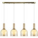 Juna 4 Light 44.1 inch Brass and Travertine Linear Island Pendant Ceiling Light