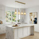 Juna 4 Light 44.1 inch Brass and Travertine Linear Island Pendant Ceiling Light