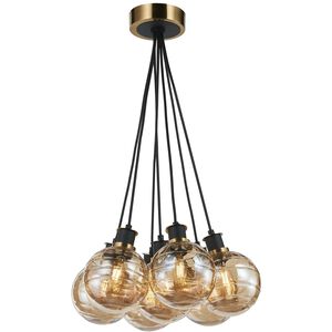 Gem LED 18 inch Black and Brushed Brass Down Pendants Ceiling Light