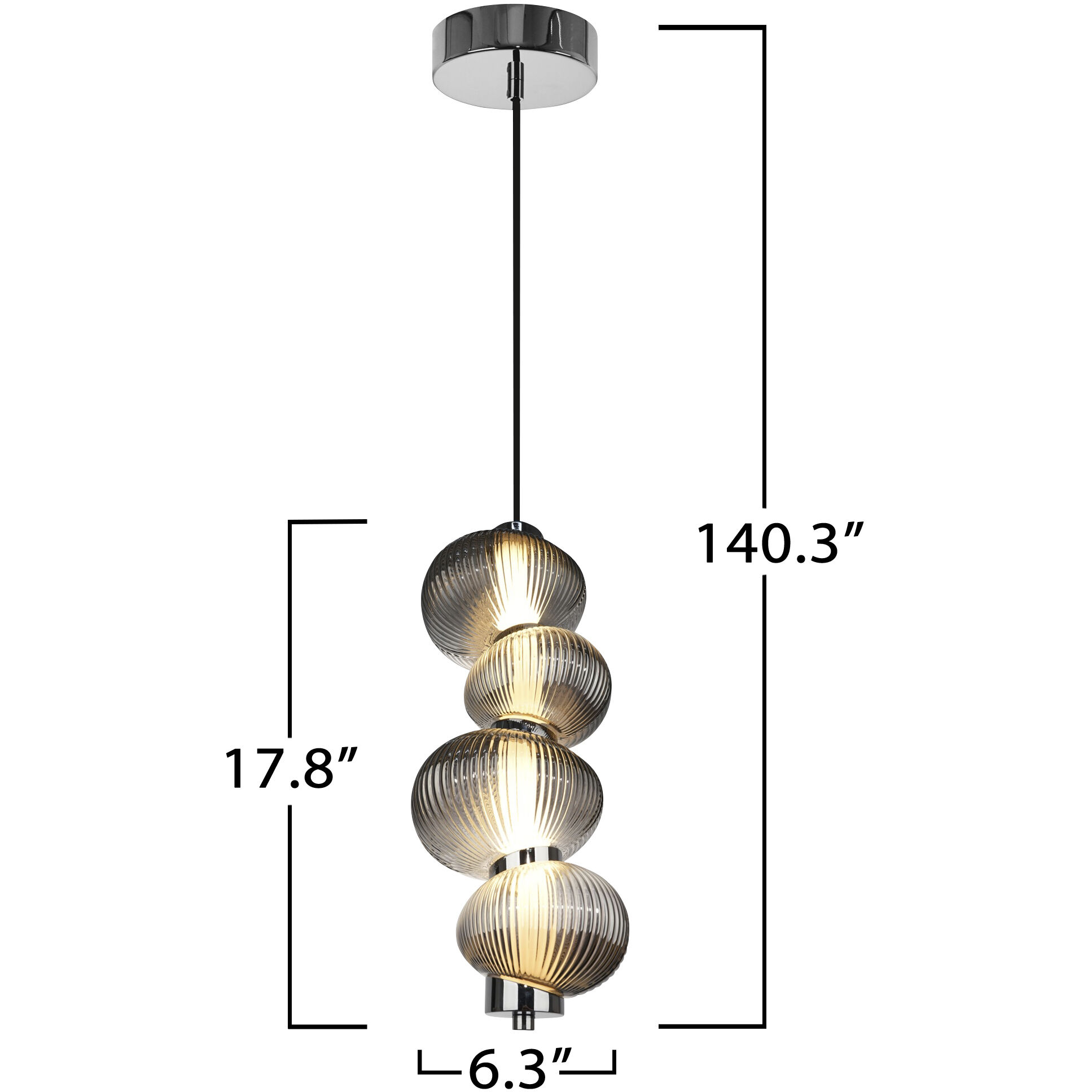 Ariel LED 6.3 inch Chrome and Black Pendant Ceiling Light