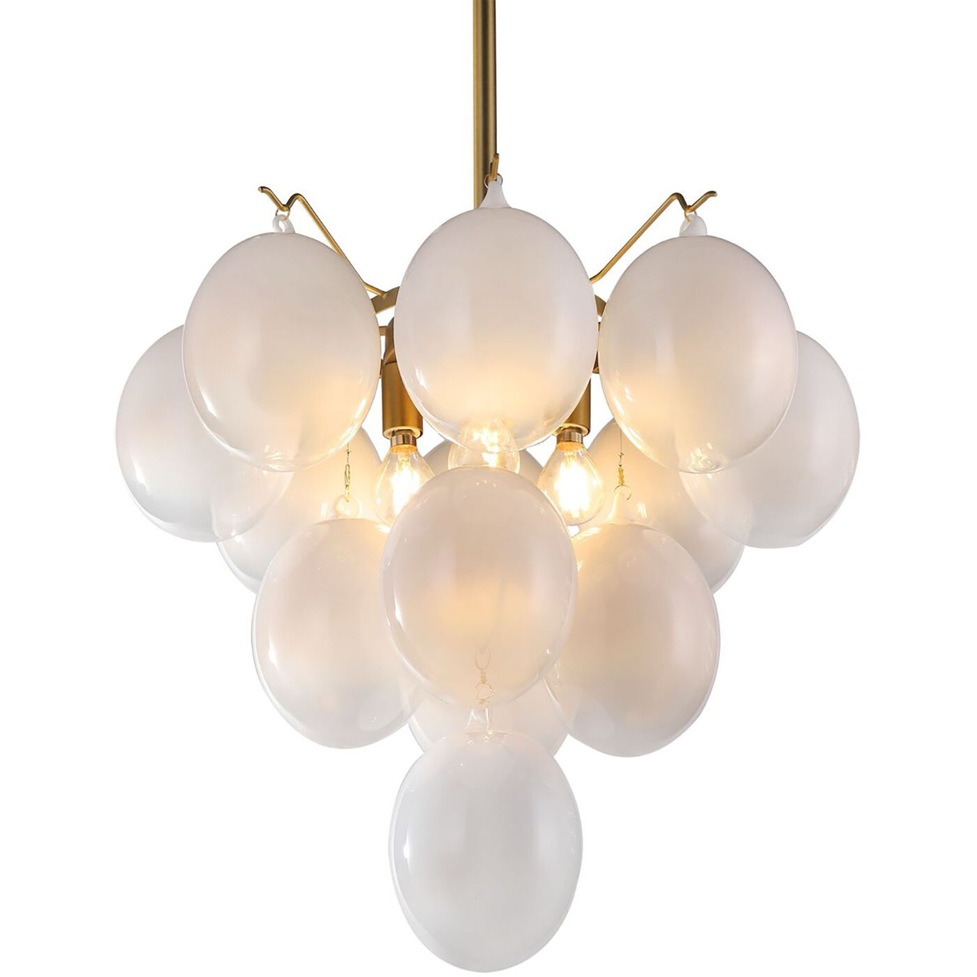 Globo LED 18 inch Brass Chandelier Ceiling Light in Milky White