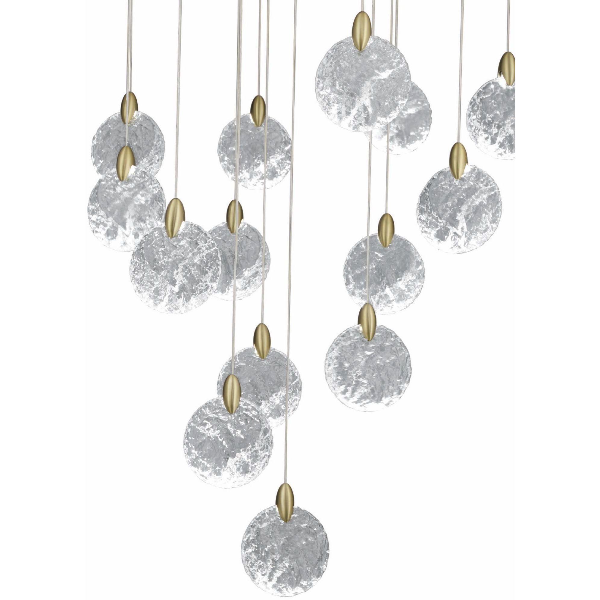 Snowflake LED 31.5 inch Matte Black and Satin Brass Chandelier Ceiling Light