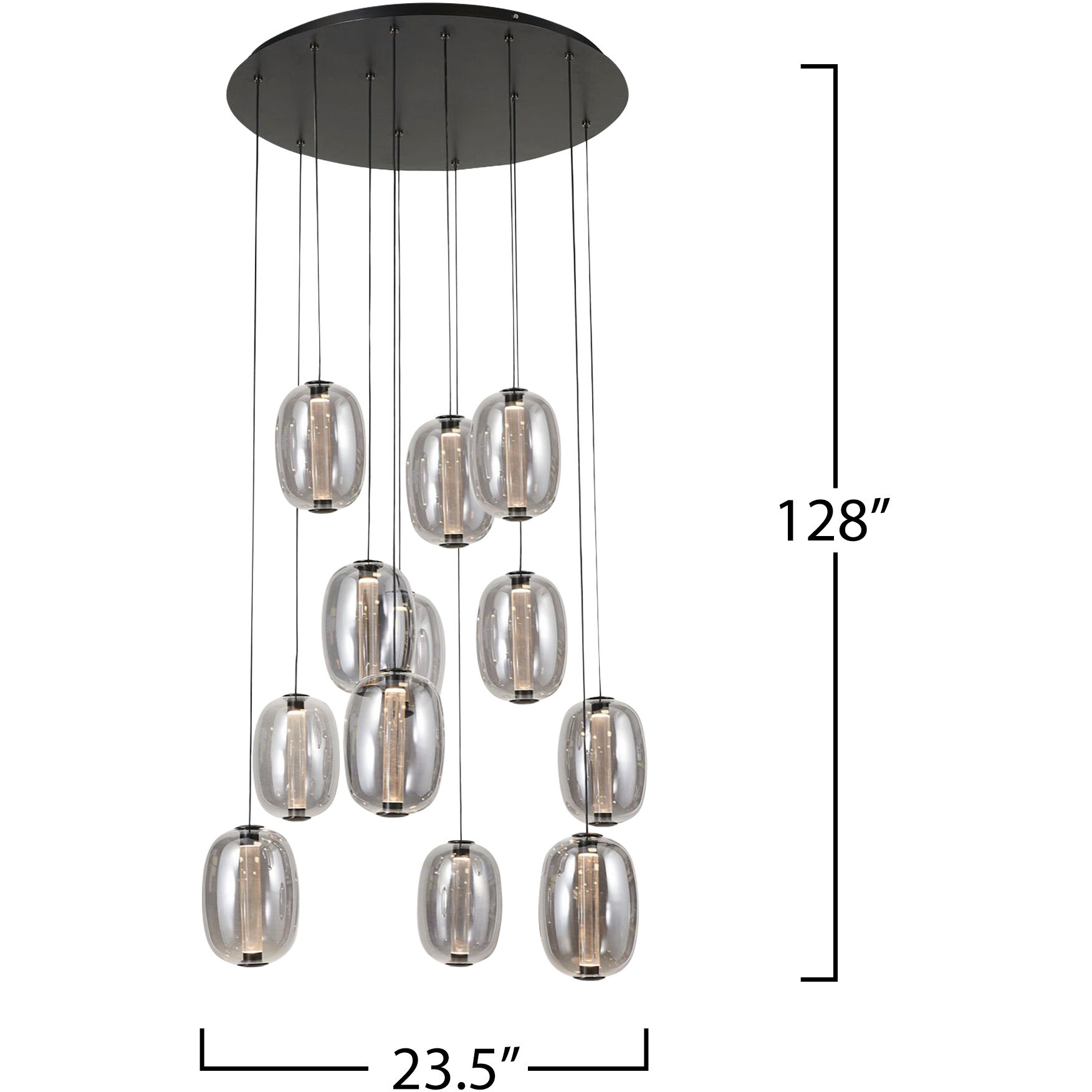 Vega LED 23.5 inch Black Chandelier Ceiling Light