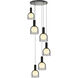 Juna 6 Light 25.2 inch Black and Volcanic Black Travertine Pendant Ceiling Light