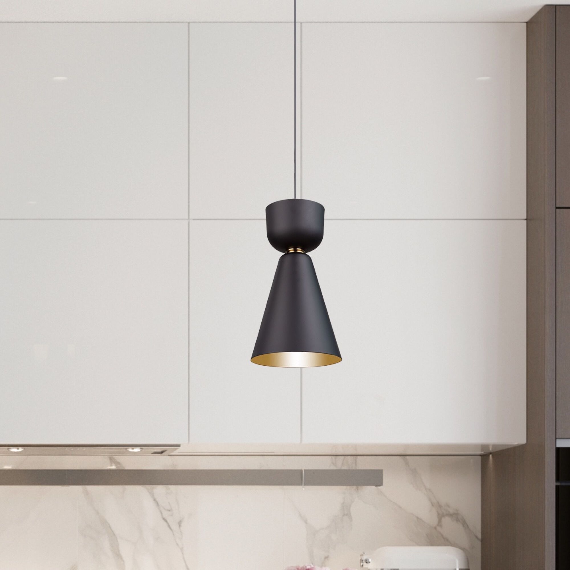 Tempo LED 8 inch Matte Black and Brass Pendant Ceiling Light