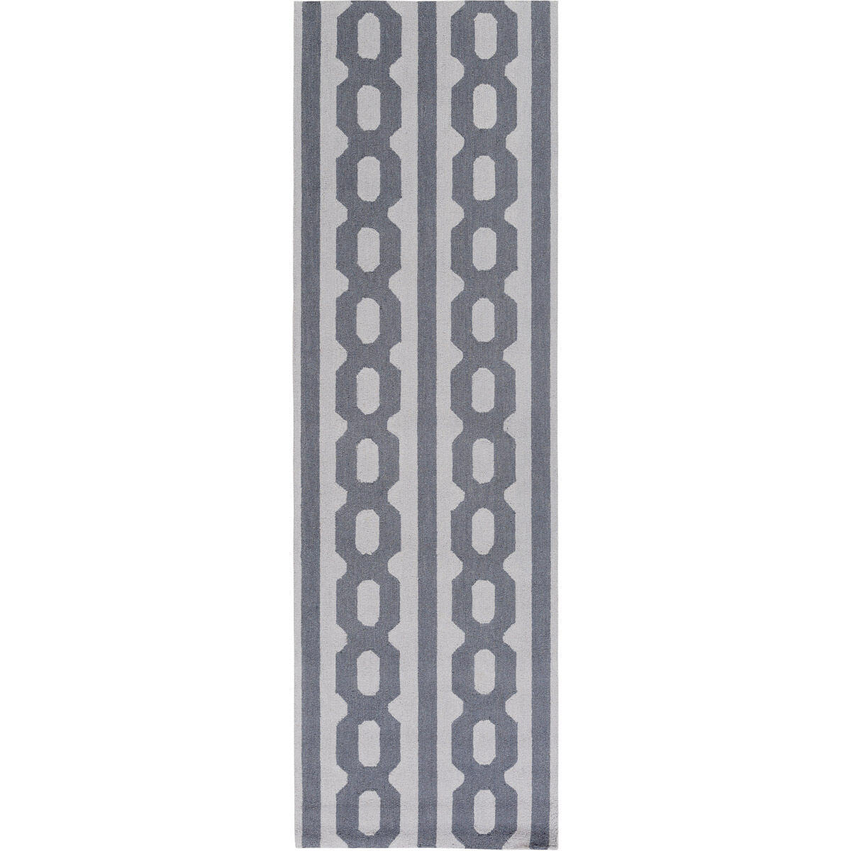Lockhart 96 X 30 inch Blue and Gray Runner, Wool