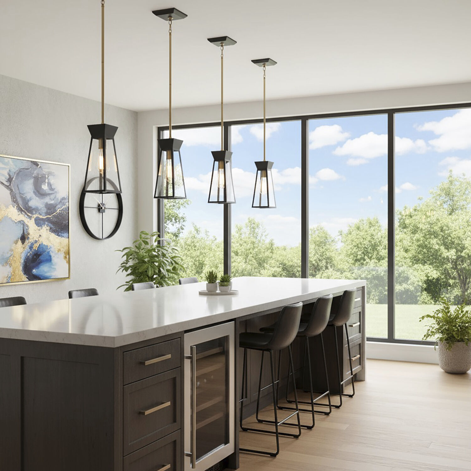 Lucian LED 5 inch Black and Brushed Brass Pendant Ceiling Light