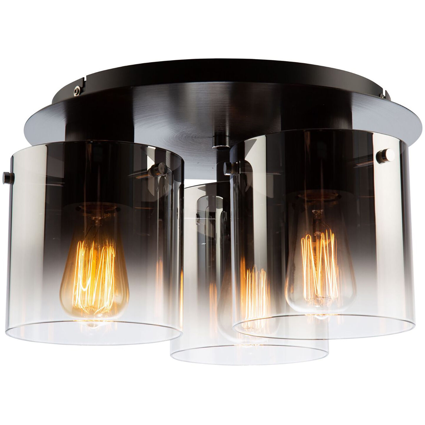 Henley LED 13.5 inch Satin Black and Smoke Glass Flush Mount Ceiling Light