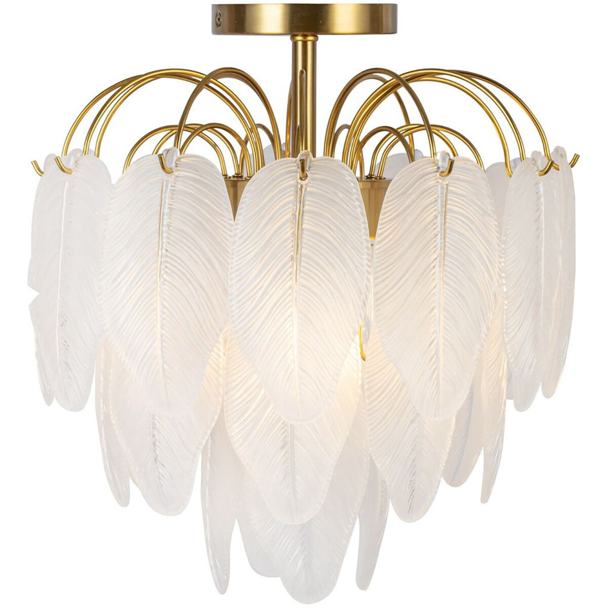 Alessia 4 Light 13.6 inch Brushed Brass and White Semi-Flush Mount Ceiling Light