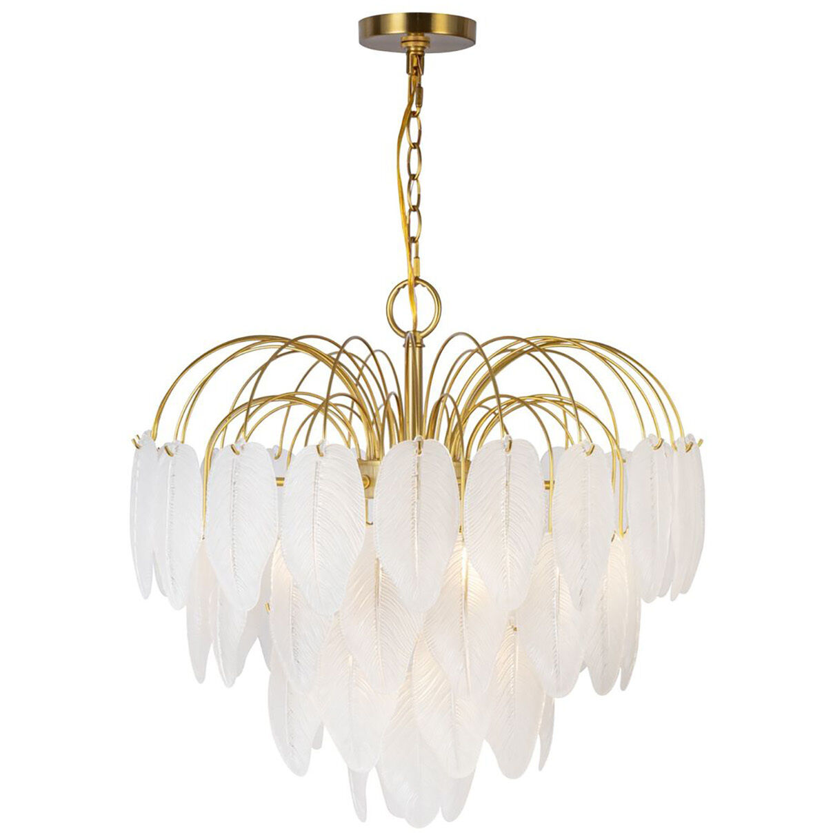 Alessia 24 Light 33.6 inch Brushed Brass and White Chandelier Ceiling Light