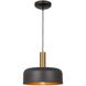 Orsa 1 Light 11.5 inch Black and Brushed Brass Down Pendant Ceiling Light