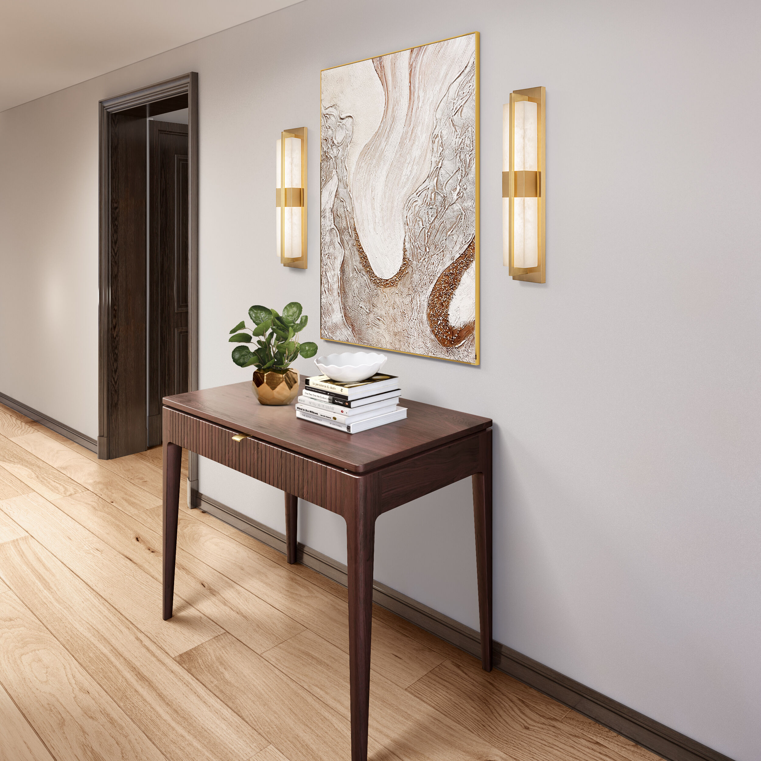 Briana Wall Sconce Wall Light in Brushed Brass