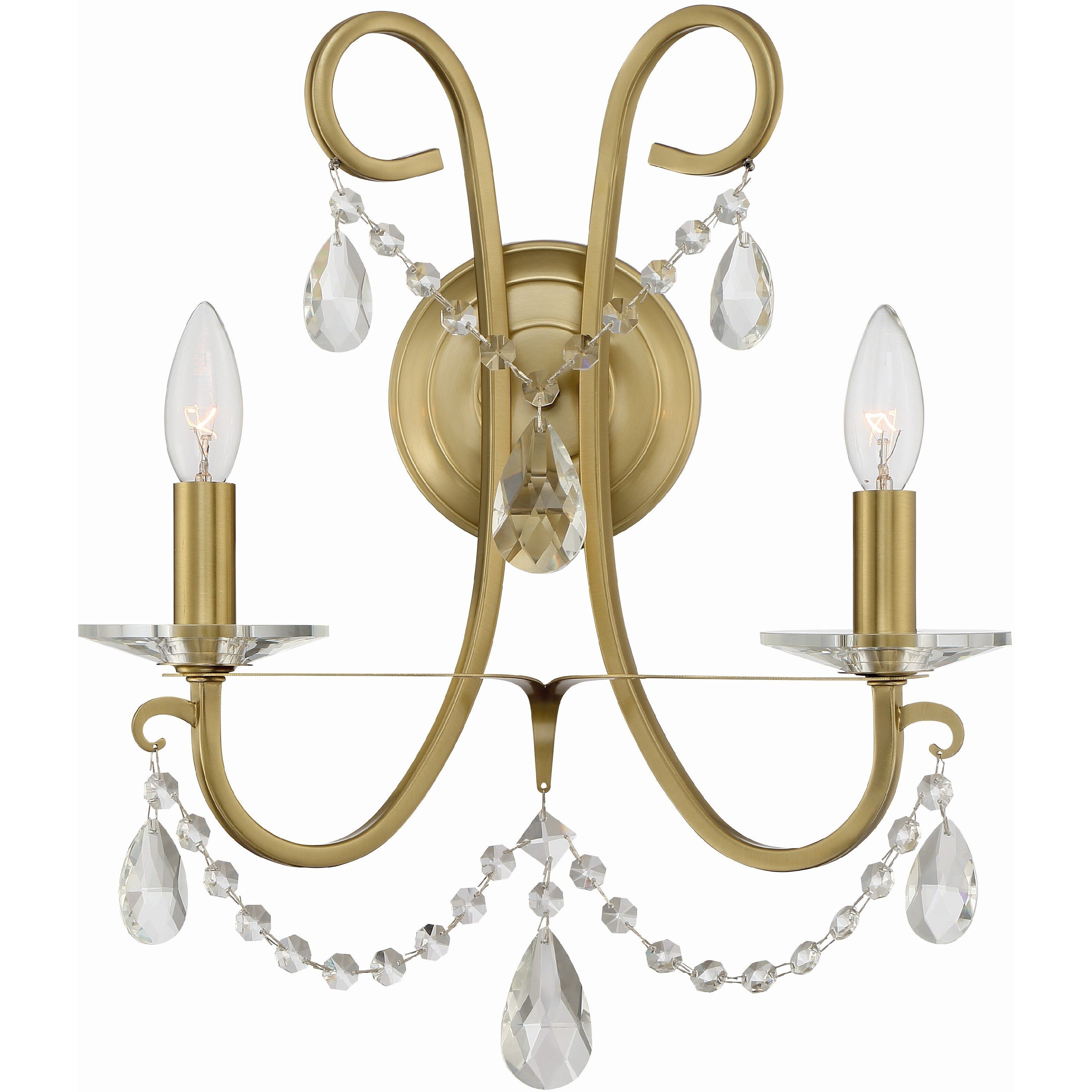 Othello Bath Wall Light in Clear Swarovski Strass, Vibrant Gold
