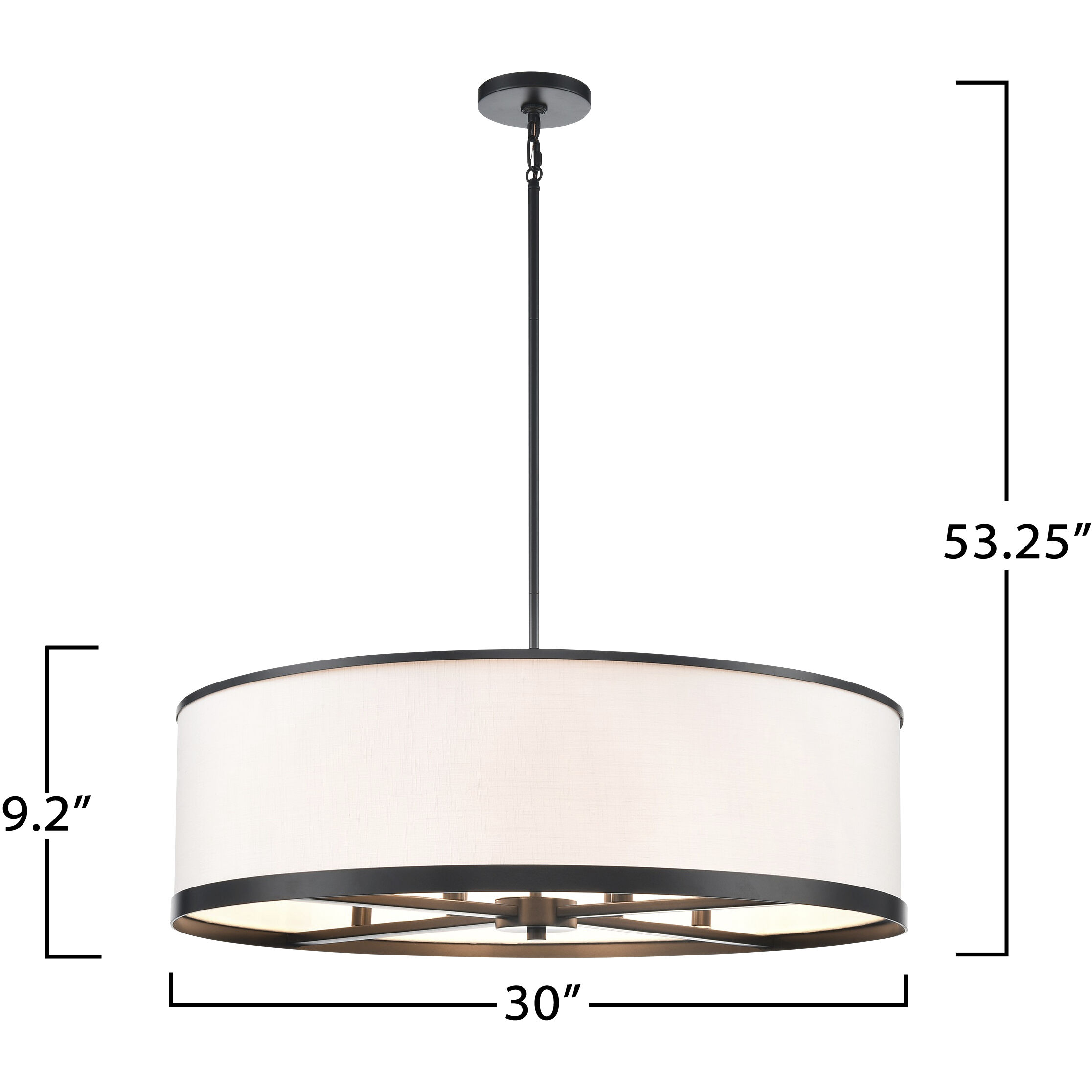 High Street 8 Light 30 inch Black Pendant Ceiling Light
