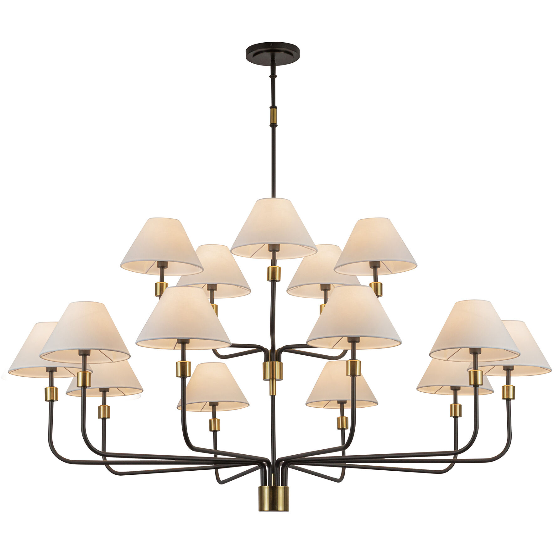 Providence 15 Light 62 inch Black and Brushed Brass Chandelier Ceiling Light