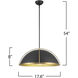 Dahlia 1 Light 17.62 inch Black and Brushed Brass Pendant Ceiling Light
