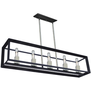 Vineyard 5 Light 39.25 inch Black and Chrome Candle Island Light Ceiling Light in Black/Chrome