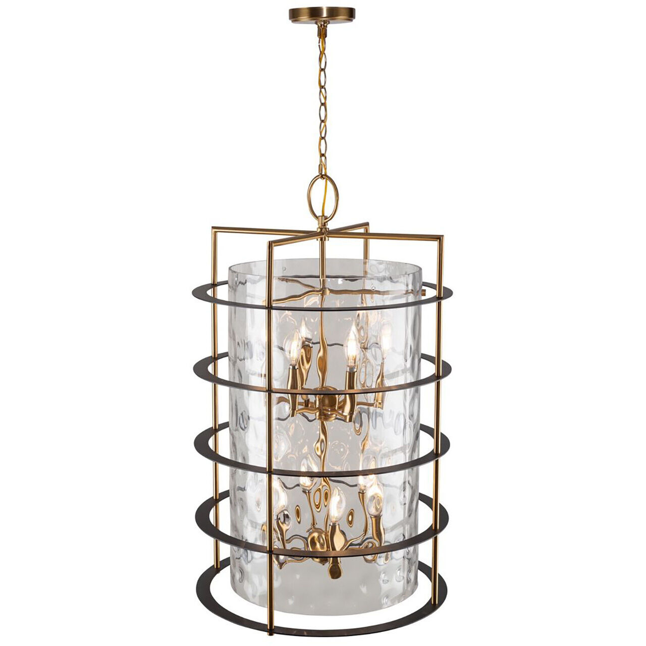 Burford LED 20.5 inch Brass and Black Chandelier Ceiling Light