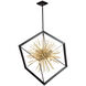 Sunburst LED 31.5 inch Matte Black and Satin Brass Chandelier Ceiling Light