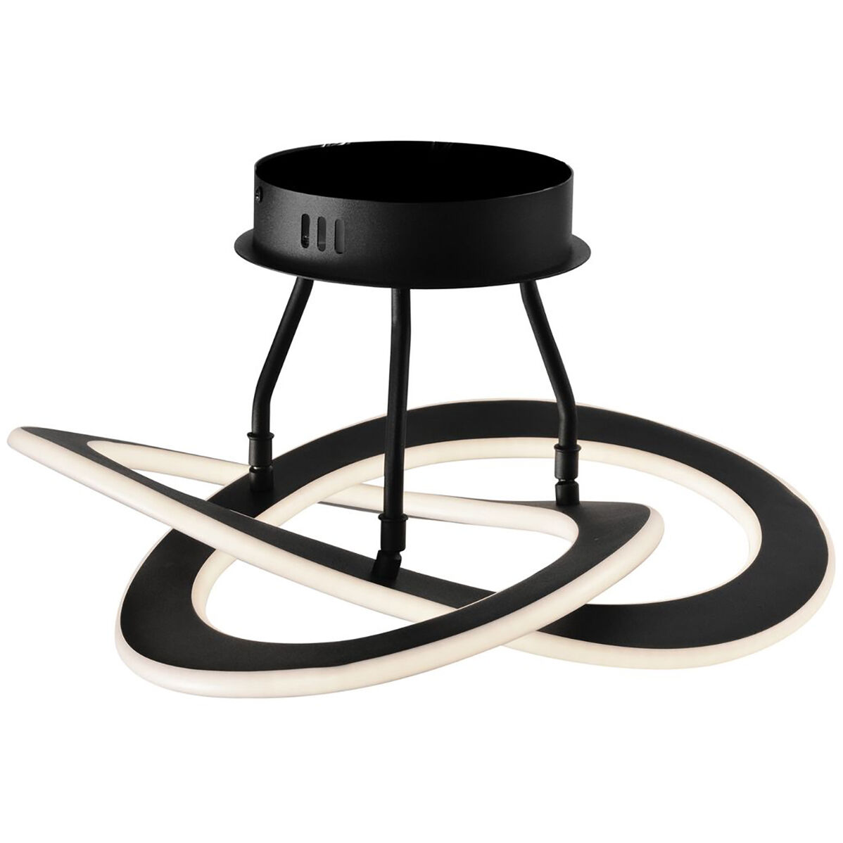 Wave LED 17.7 inch Black Semi-Flush Mount Ceiling Light