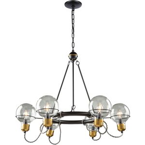 Martina 6 Light Black and Brushed Brass Up Chandeliers Ceiling Light