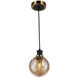 Gem LED 6 inch Black and Brushed Brass Pendant Ceiling Light in Amber
