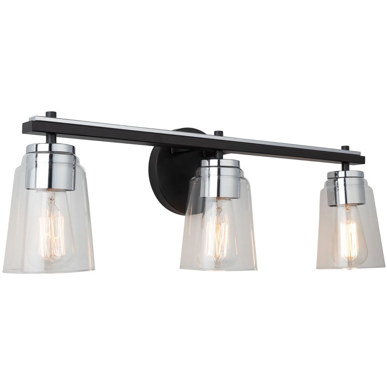 Essex LED 25 inch Black and Chrome Bathroom Vanity Wall Light