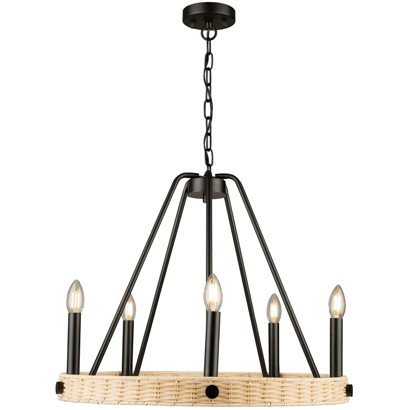 Perris LED 24 inch Black Chandelier Ceiling Light