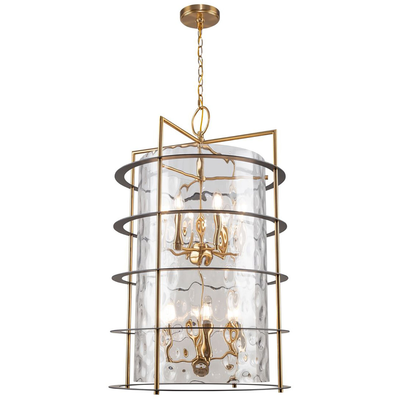 Burford LED 20.5 inch Brass and Black Chandelier Ceiling Light