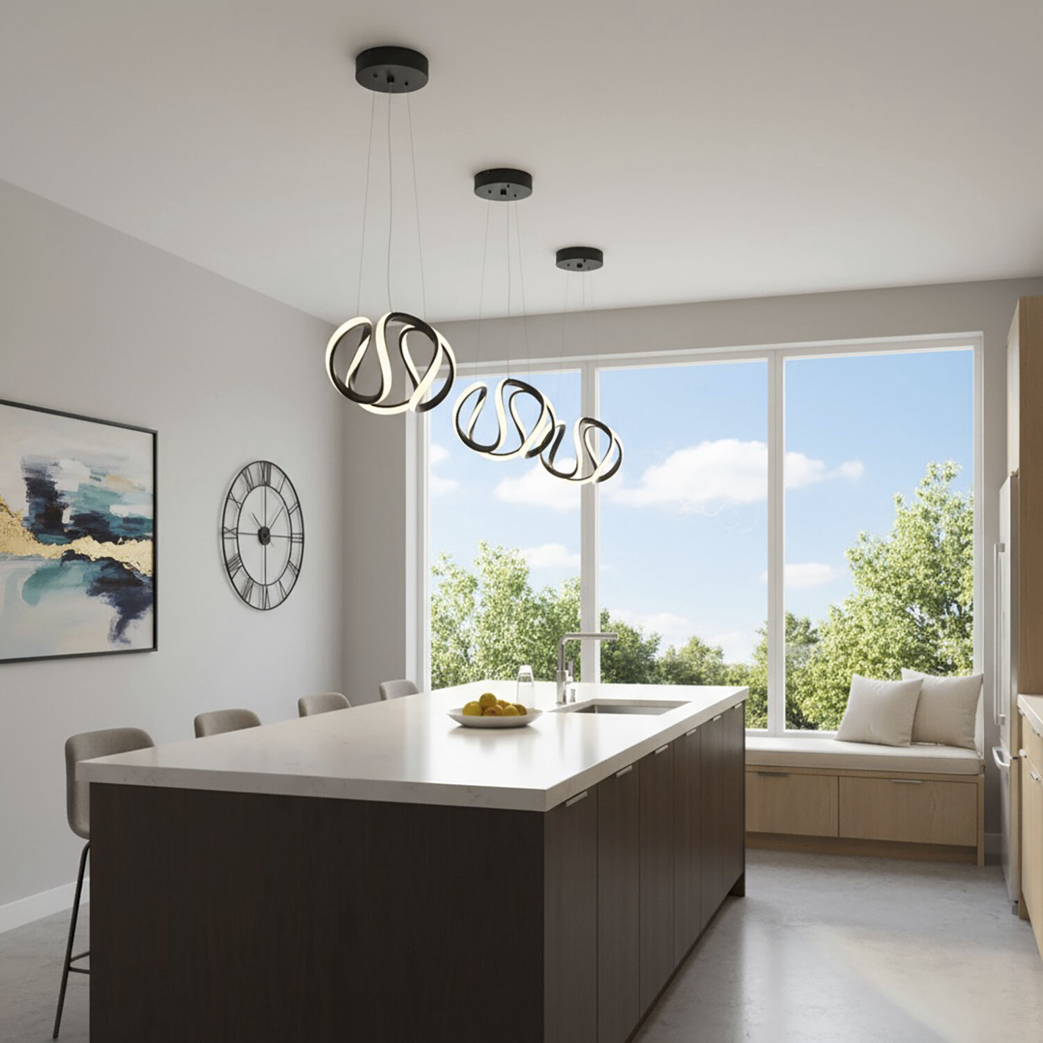 Mira LED 9.5 inch Black Pendant Ceiling Light